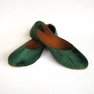 Emerald Green Velvet Flatswedding Flatswomen Ballet - Etsy