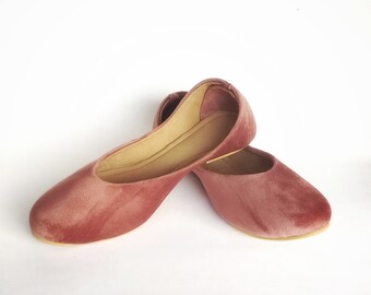 rose velvet shoes