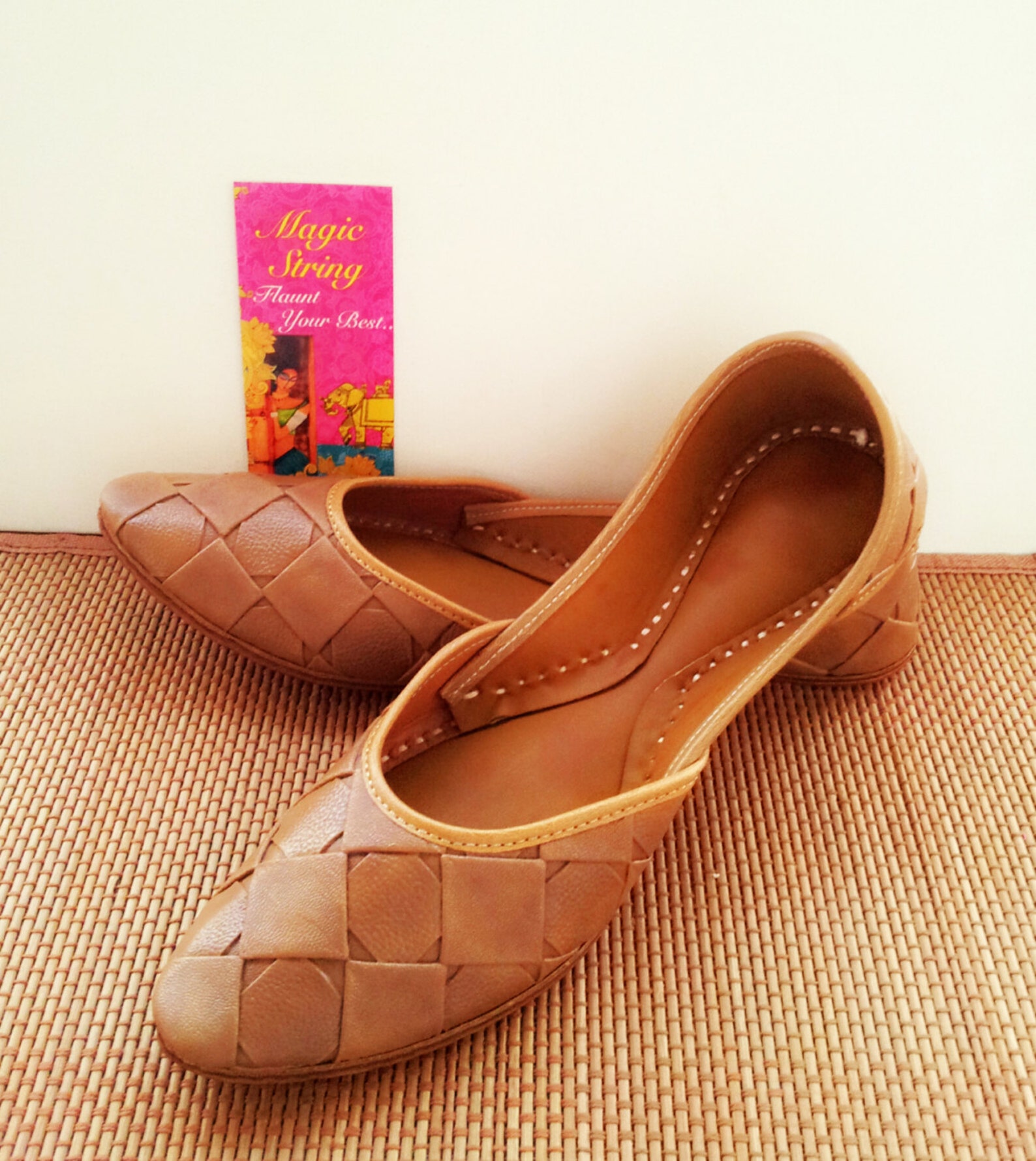 brown textured leather/ballet flats/royal brown women shoes/leather shoes/royal styled jooties/casual ballet flats