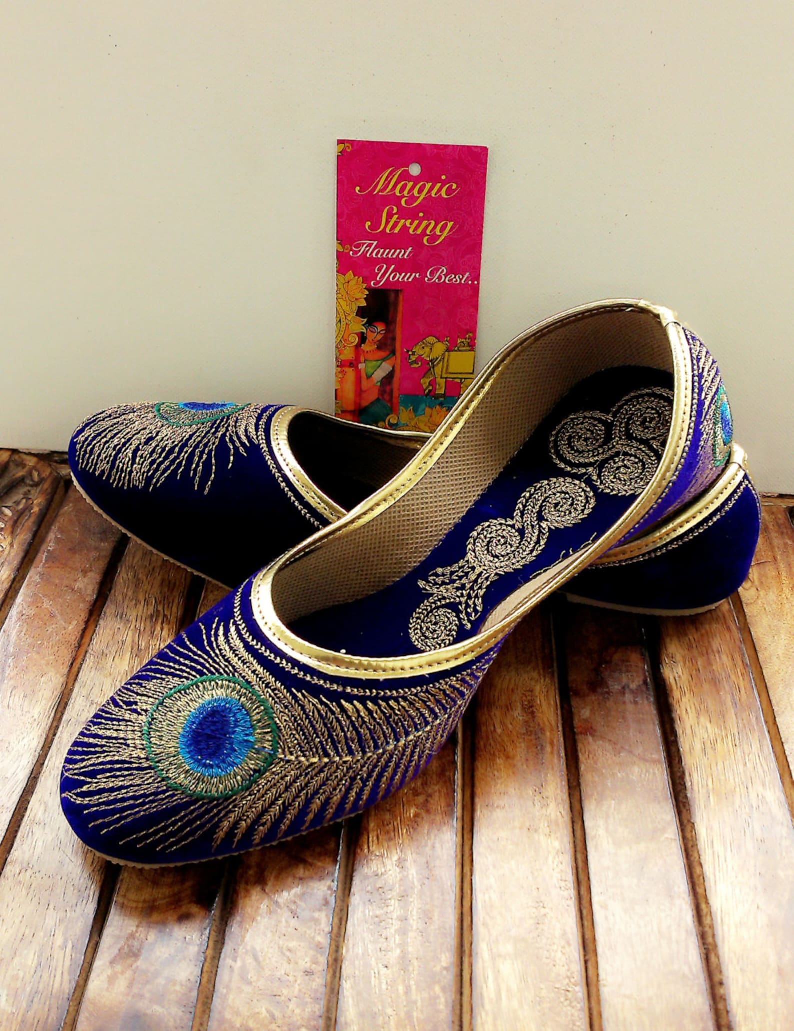 50% off us size 6/blue shoe/velvet shoe/gold embroidered designer shoes/blue ballet flats/women shoes/wedding shoes//roya