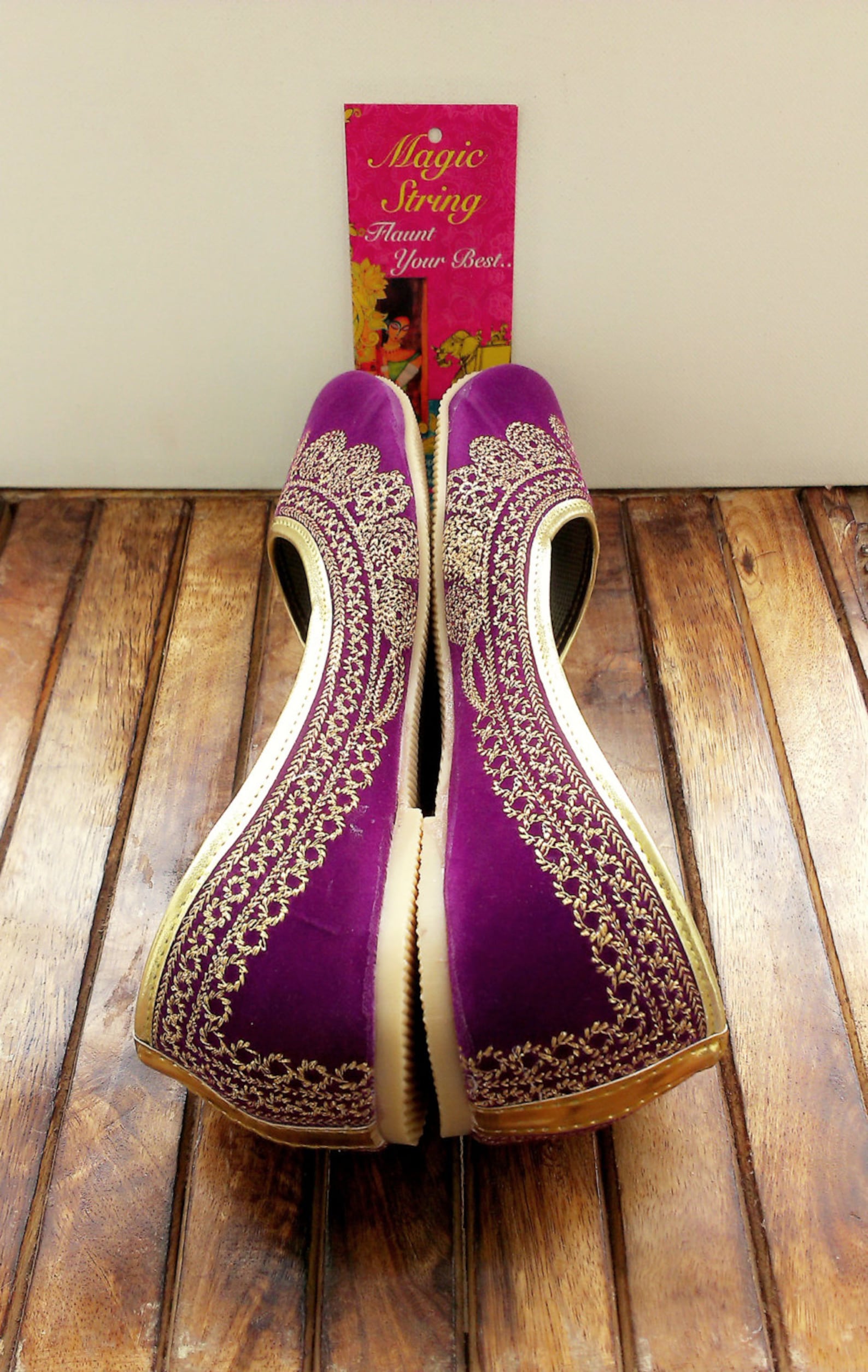 us size 7/purple shoes/velvet shoe/gold shoe/plum ballet flats/women shoes/handmade shoes//royal styled jooties