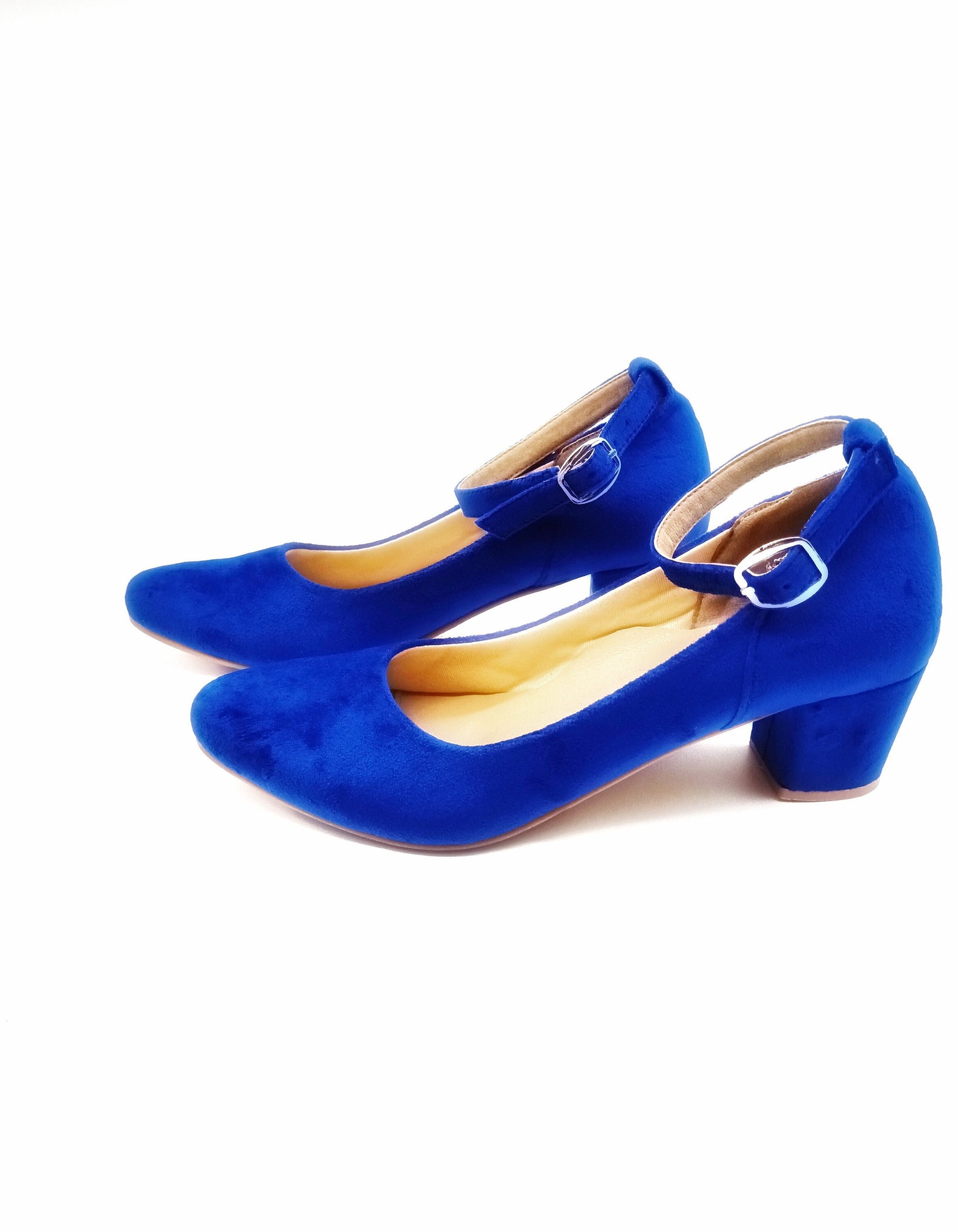 royal blue velvet heels