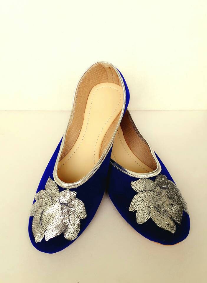 Royal Blue Shoes/velvet Shoes/silver Embroidered Shoes/navy | Etsy