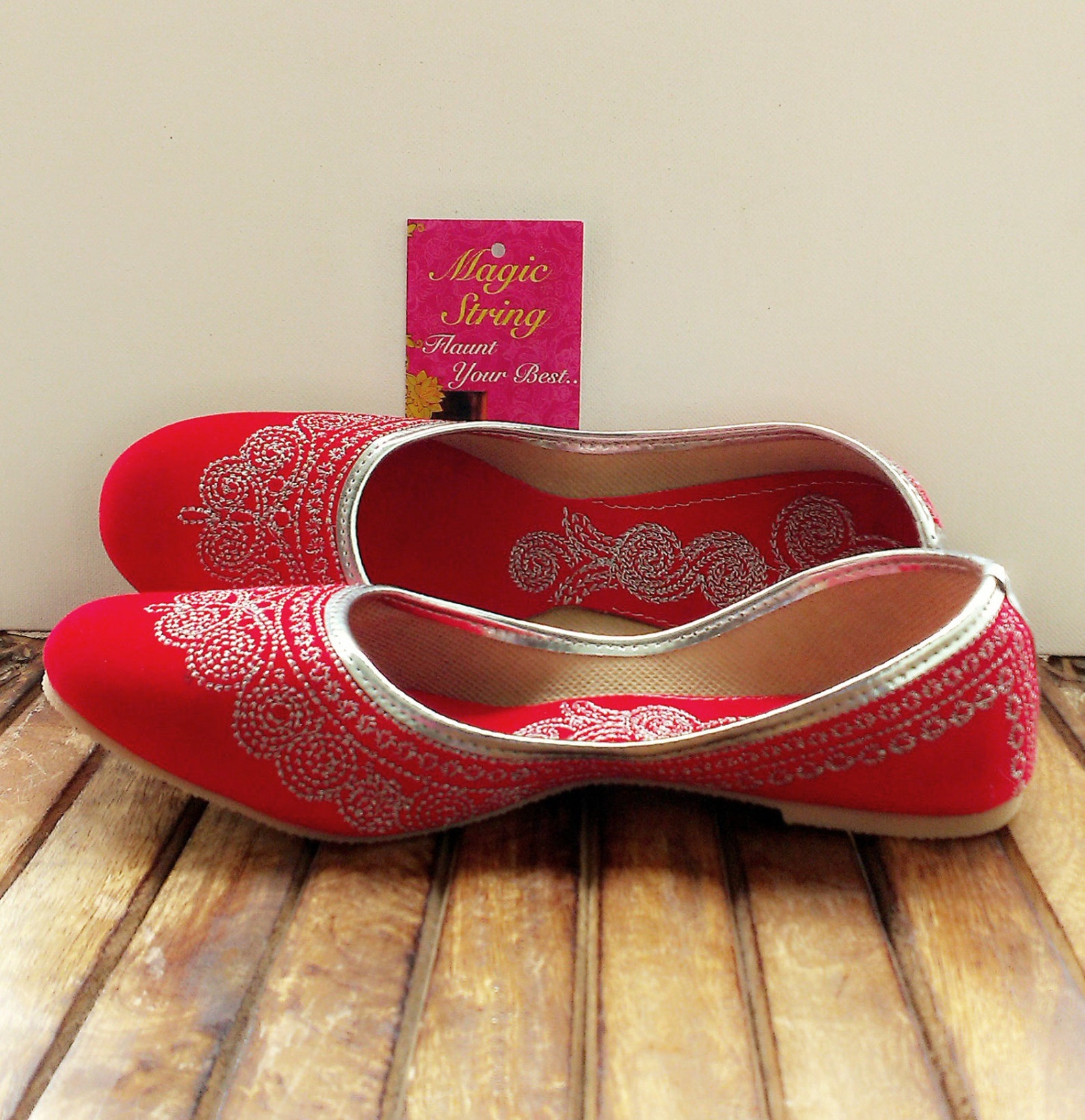 50% off size 10/red shoes/velvet shoes/silver embroidered shoes/cherry red ballet flats/women shoes/ handmade shoes