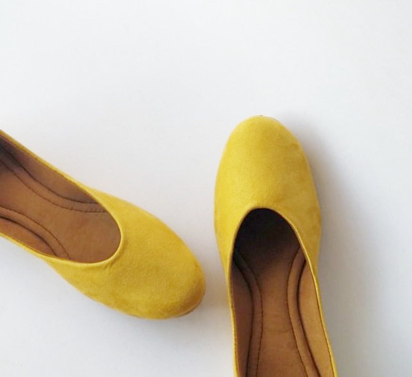 Mustard Yellow suede FlatsWedding FlatsWomen Ballet | Etsy