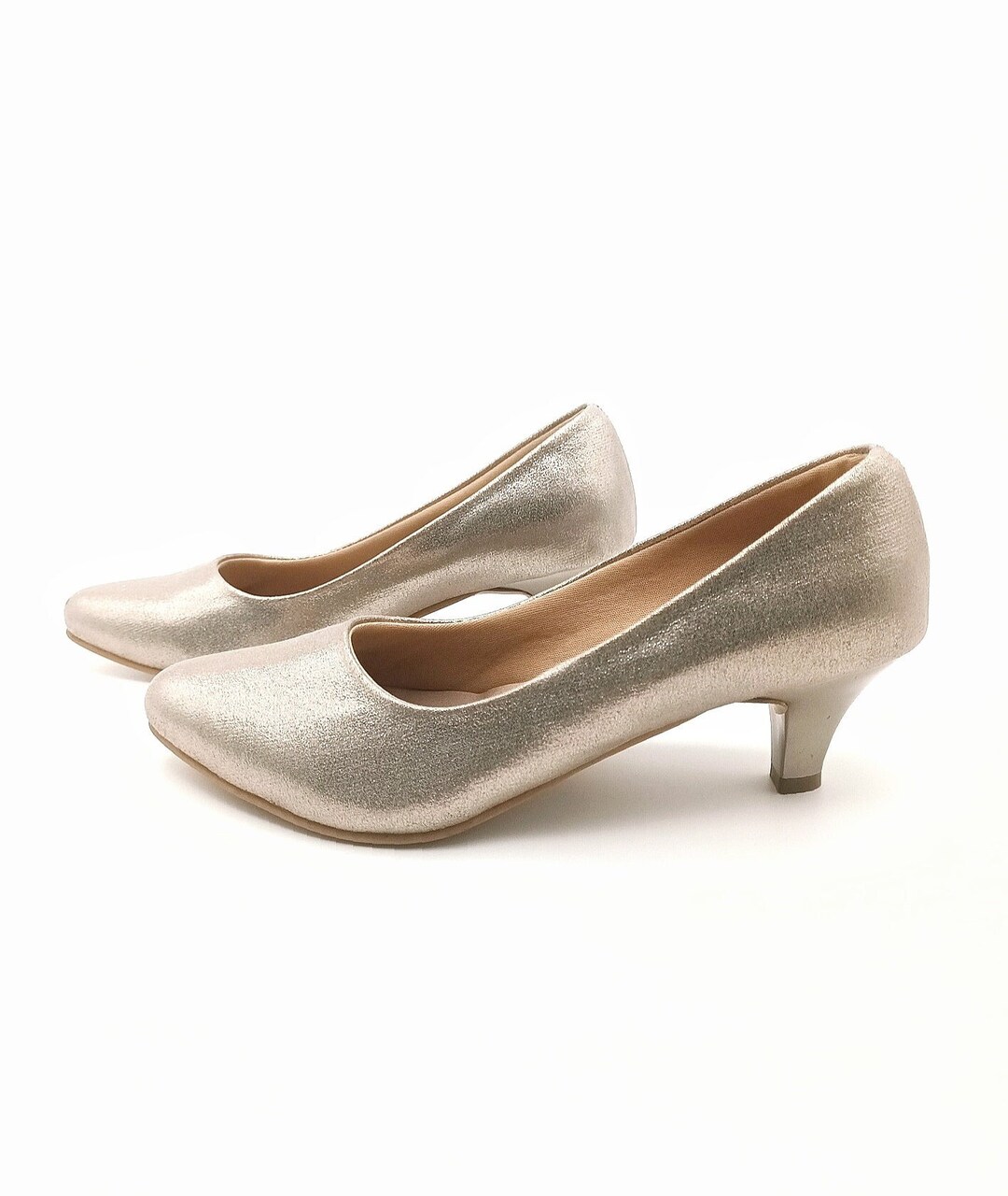 Lady Couture Silk Pewter Embellished Kitten Heels