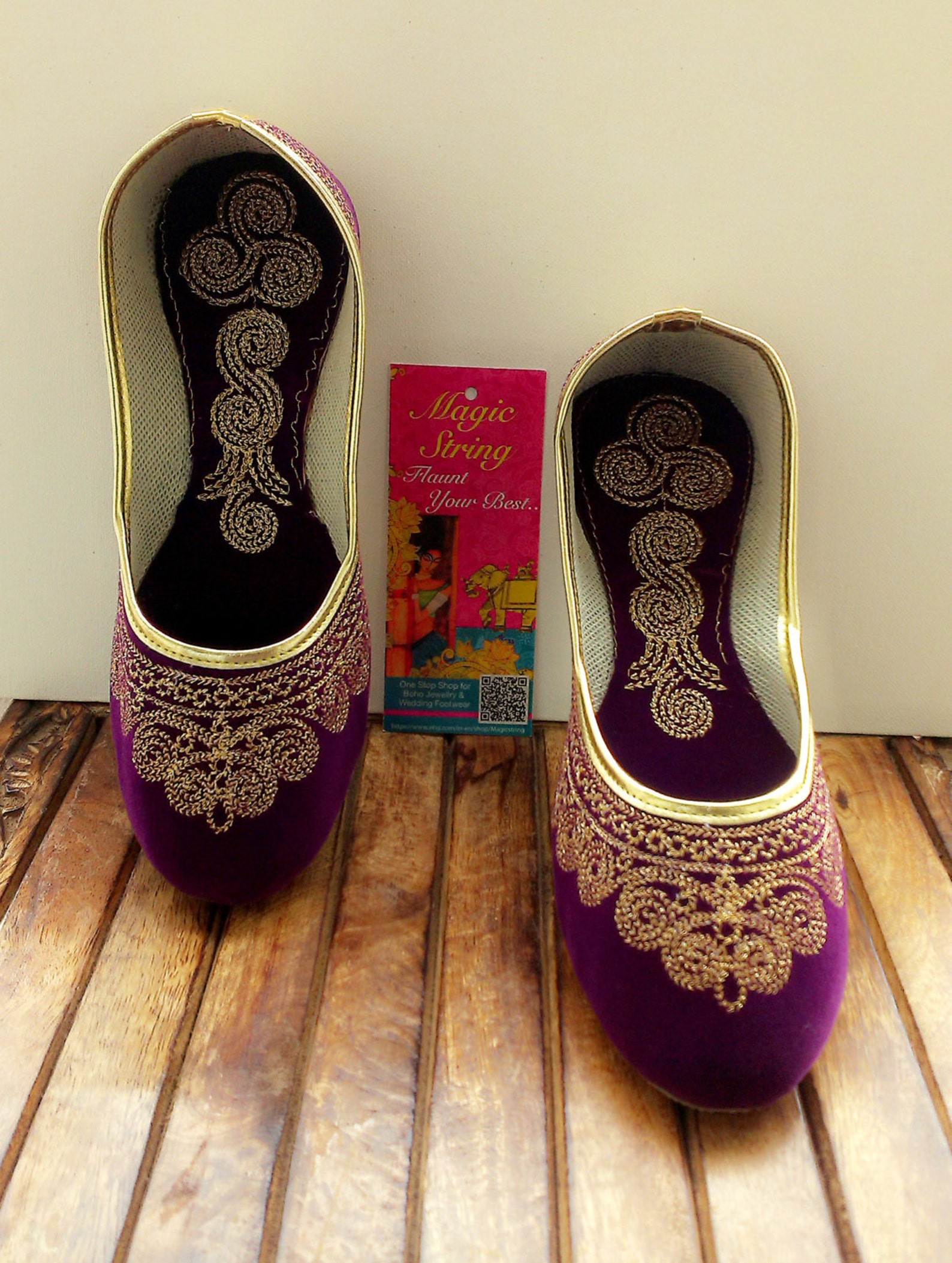 us size 7/purple shoes/velvet shoe/gold shoe/plum ballet flats/women shoes/handmade shoes//royal styled jooties