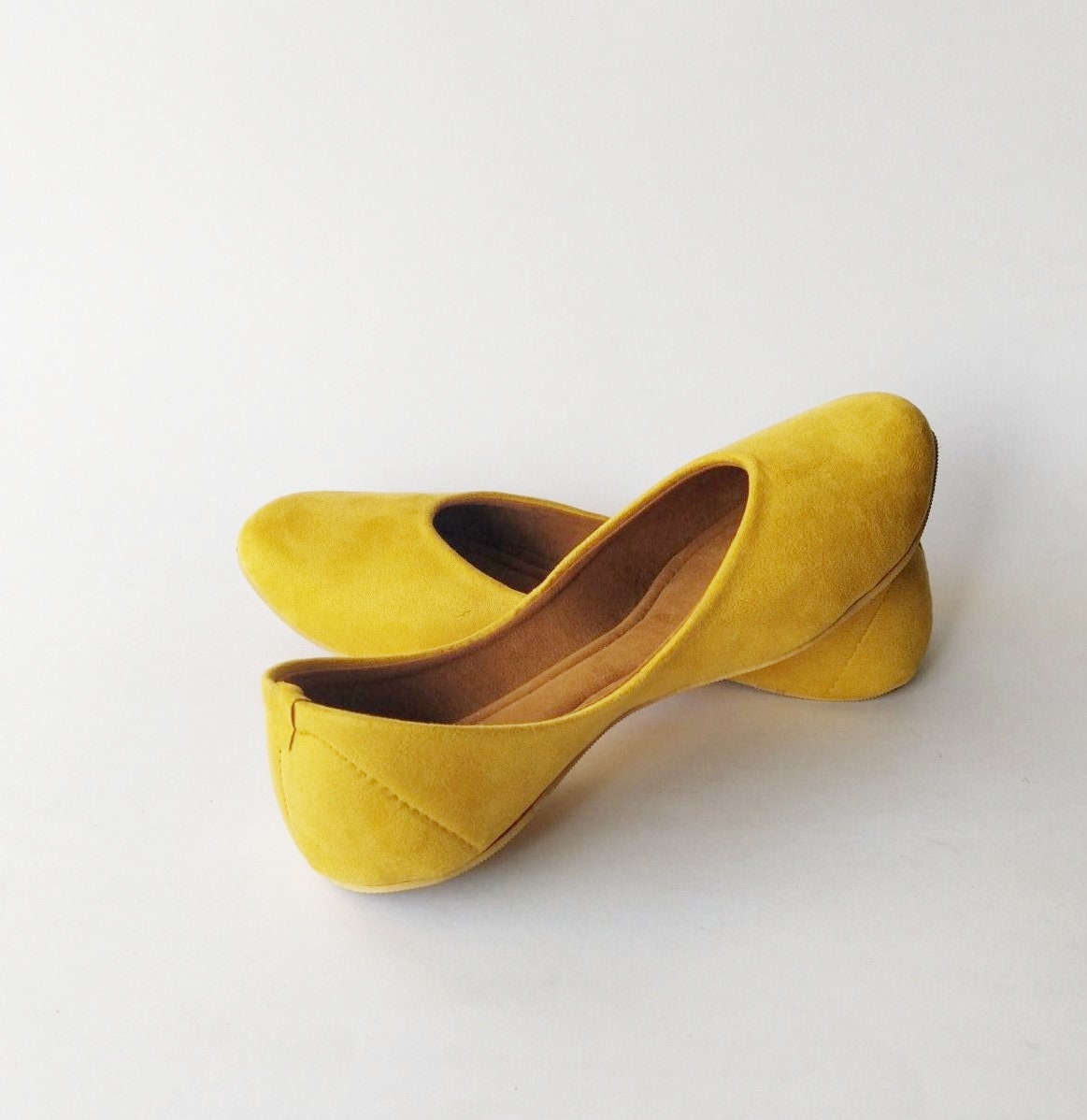 Mustard Yellow suede FlatsWedding FlatsWomen Ballet Etsy