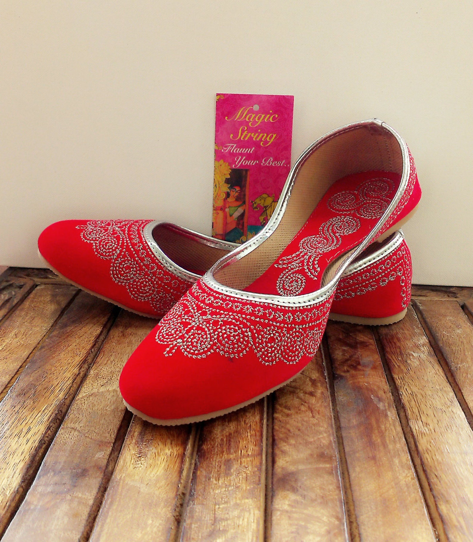 50% off size 10/red shoes/velvet shoes/silver embroidered shoes/cherry red ballet flats/women shoes/ handmade shoes