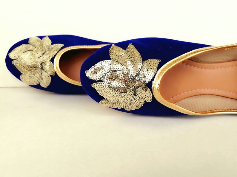 Royal Blue Shoes/velvet Shoes/gold Embroidered Shoes/navy Blue - Etsy