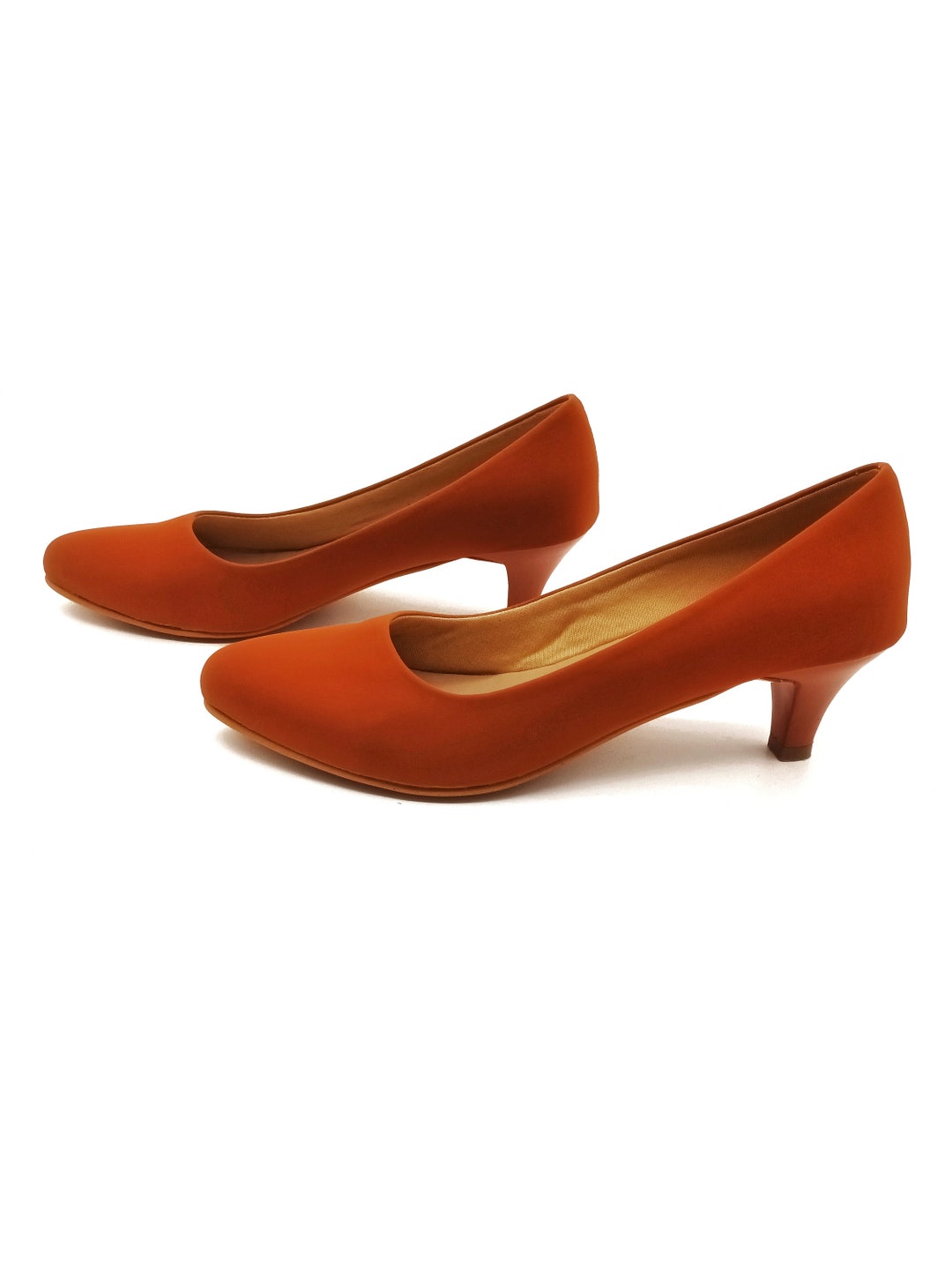 BURNT ORANGE Kitten HEELS Bridal Shoe Wedding Heelsvegan Etsy