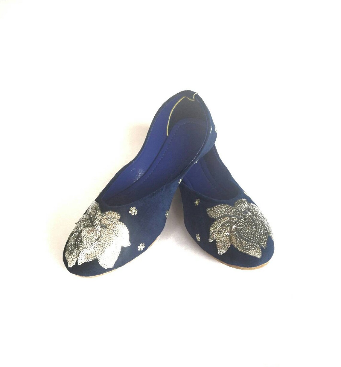 navy blue and silver shoes