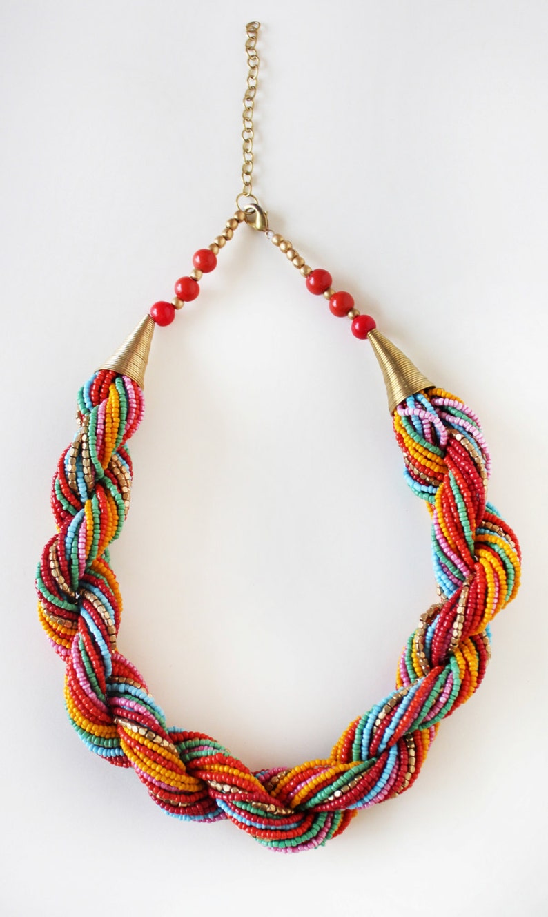 Multicolor Necklace/Statement Necklace/Beaded Necklace/Beaded Etsy