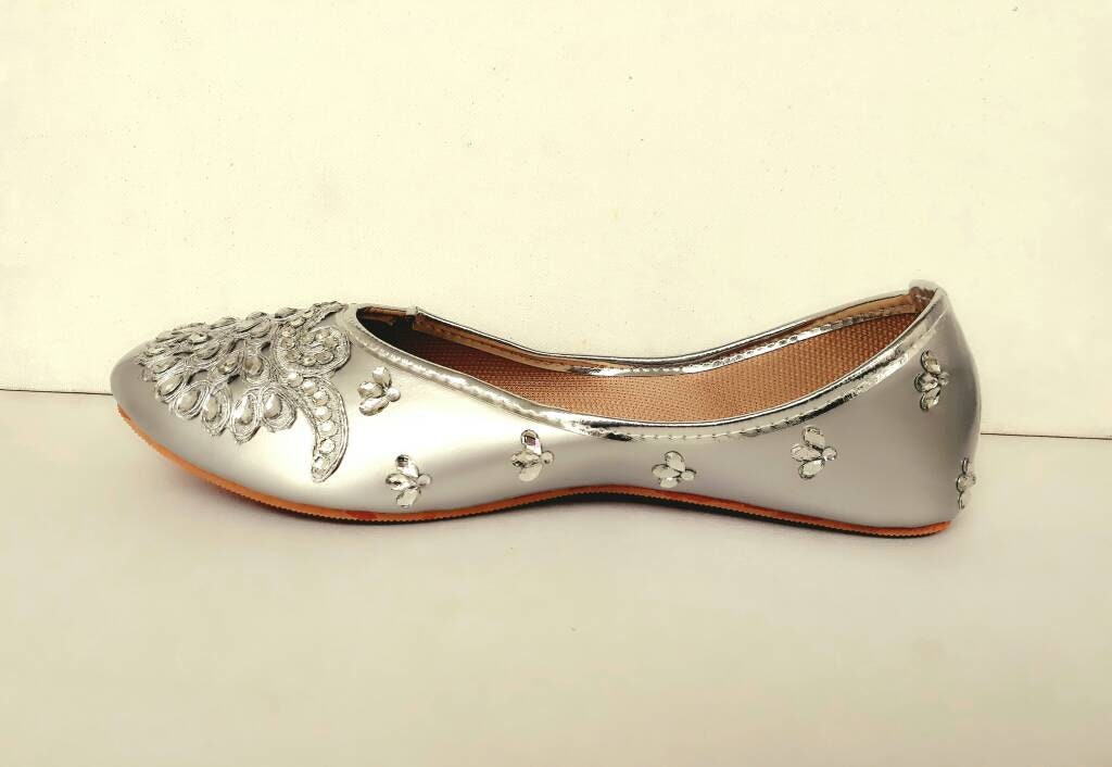 silver embellished flats