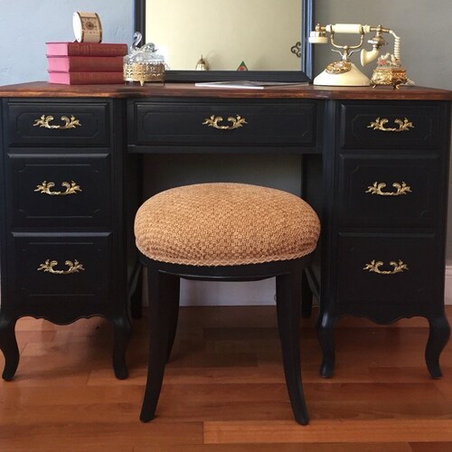 SAMPLE PIECE ONLY Black Antique Makeup Vanity With Mirror Etsy