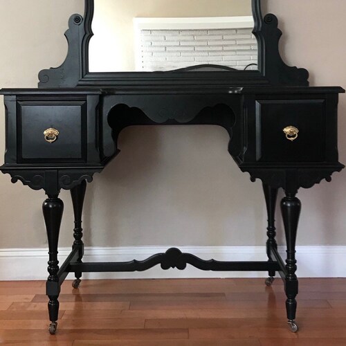 SAMPLE PIECE ONLY Black Antique Makeup Vanity With Mirror Etsy