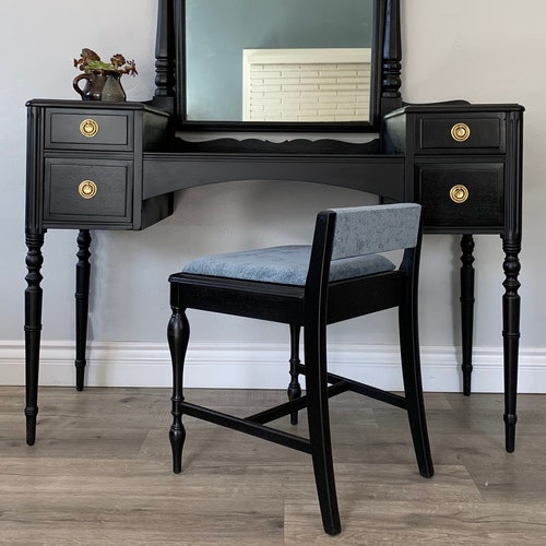 SAMPLE PIECE ONLY Black Antique Makeup Vanity With Mirror Etsy