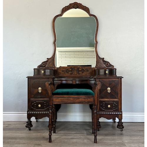 SAMPLE PIECE ONLY Black Antique Makeup Vanity With Mirror Etsy