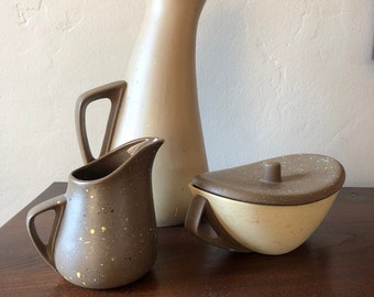 FREE SHIPPING - Vintage Mid-Century Studio Pottery Coffee, Creamer & Sugar Set