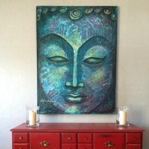 Blue Buddha Acrylic Painting on Canvas image 2