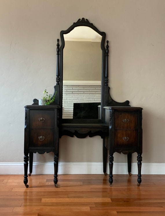 SAMPLE PIECE ONLY  Black Antique Makeup Vanity With Mirror - Etsy