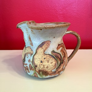 FREE SHIPPING - Vintage Handmade Pottery Ceramic Creamer Jar Small Pitcher