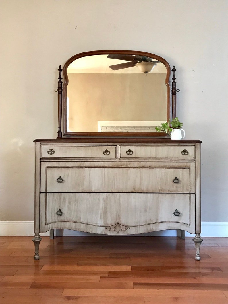 Reduced Antique White Wash Vanity Dresser Etsy