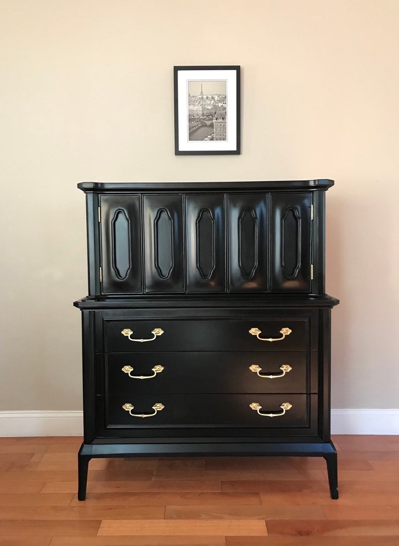 SAMPLE PIECE Black Solid Wood Dresser Highboy Chest Etsy