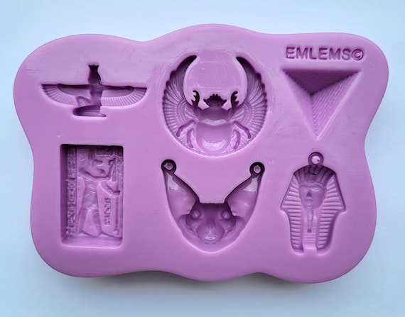 Emlems Silicone Mould Egyptian collection 002 pyramid, sphynx, anubis, scarab, isis, tutan, tomb for resin, crafting, pendants and more