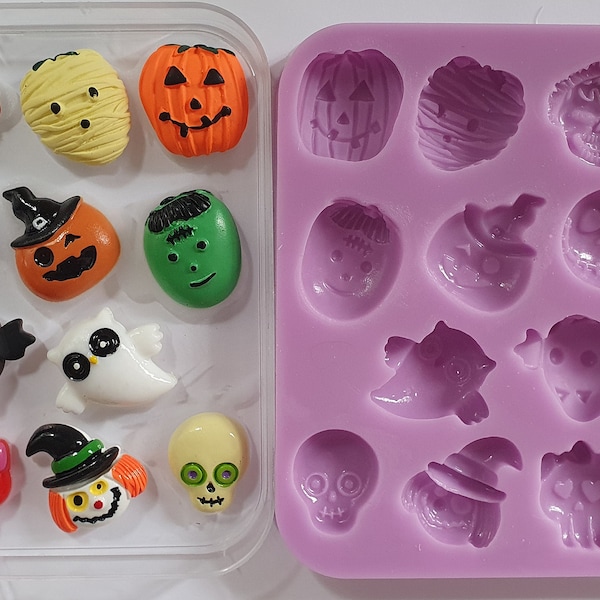 Halloween set 002 Silicone Mould for resin and food safe for cake toppers, resin, fondant, chocolate etc