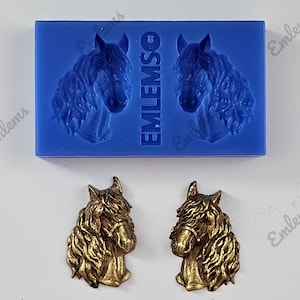 Emlems New Mini Horse heads earring size Silicone Mould for cake toppers, resin, plaster, clay, wax, metal clay and so much more