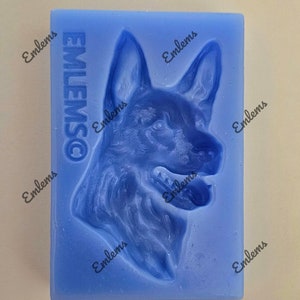 Emlems New small Alsation German Shepherd dog Silicone Mould for resin, cake topper, fondant, chocolate, clay, concrete, plaster and crafts
