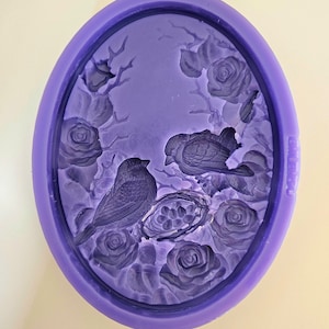 Emlems New Wildlife Nesting Birds Plaque Silicone Mould for resin, wax, soap, chocolate, cake toppers, fondant, concrete, mixed media crafts