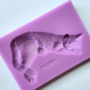 Stampo in silicone Emlems Corner Resting Cat per resina, toppers per torte, fondente, argilla, cera, cioccolato e molto altro ancora