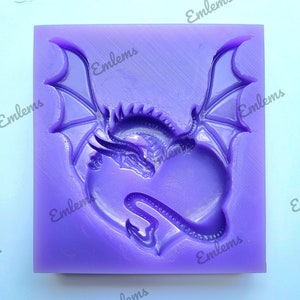 Große Drachenherz Silikonform für Resin, lebensmittelecht für Caketopper, Resin, Fondant, Schokolade etc