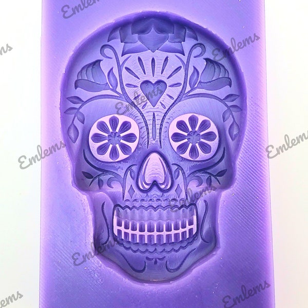 Emlems Candy Skull Silicone Mould for cake toppers, wax, resin, clay and much more