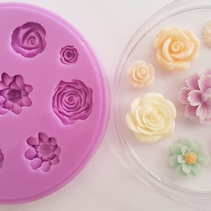 Emlems Ornate floral decorative daisies roses Silicone Mould food safe for cake toppers, resin, clay, fondant, jesmonite and more
