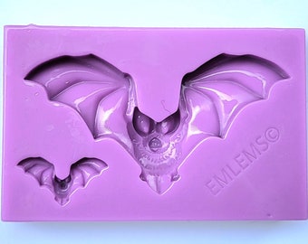 Emlems Bats Duo silicone mould for resin, wax, clay, cake toppers, fondant, chocolate etc