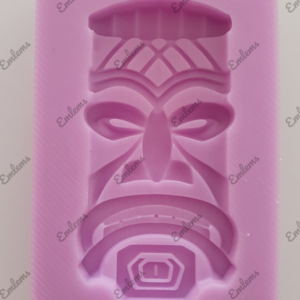 Emlems Small Tribal tiki face 003 Silicone Mould for cake toppers, wax, resin, clay, choclate and much more