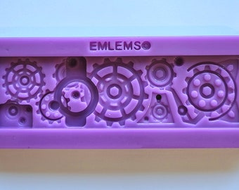 Emlems Steampunk Border Silicone Mould with cogs and gears for resin, clay, wax, fondant, chocolate and so much more