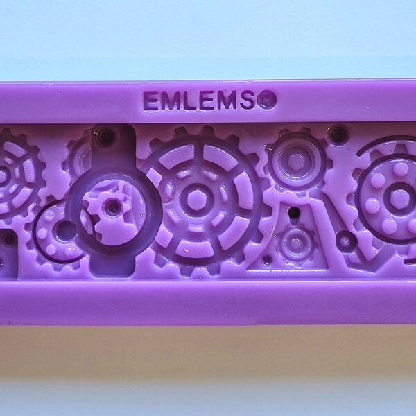 Emlems Steampunk Border Silicone Mould with cogs and gears for resin, clay, wax, fondant, chocolate and so much more