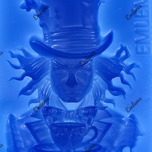 Emlems Ny Alice i Underlandet Liten Hattmakare Silikonform för resin, tårtdekorationer, lera, betong, fondant och blandteknik