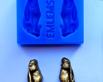 Emlems New Mini Hare earrings Silicone Mould wicca, buddhism for cake toppers, resin, plaster, clay, wax, fondant and so much more
