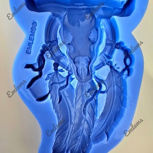 Emlems New Cow Skull Dreamcatcher Silicone Moulds. For use with Resin, cake toppers, fondant, wax, chocolate, clay and more