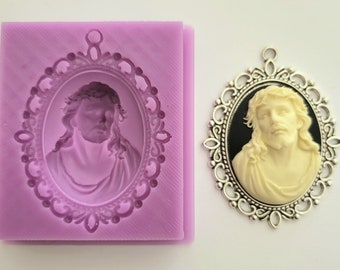 Jesus in crown of thorns Cameo Silicone Mould, Christian, crucifixion, religious, Easter, for resin, cake toppers, clay etc