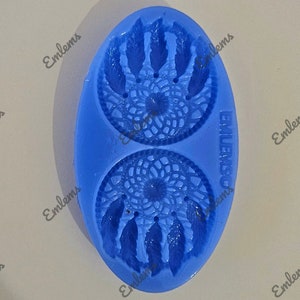 Emlems New Native Indian Feathered Dreamcatcher duo pendant size Silicone Mould. for Resin, fondant, wax, chocolate, clay and more