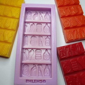 Emlems New Cleaning Products Snap Bar Silicone Mould for wax melts, resin, clay, soap, chocolate, fondant, cake toppers and so much more