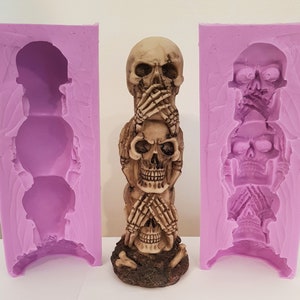 Emlems Large Totem of Skulls 3d Silicone Mould for candles, wax, resin, plaster, jesmonite, cake toppers, fondant chocolate, resin, soap etc