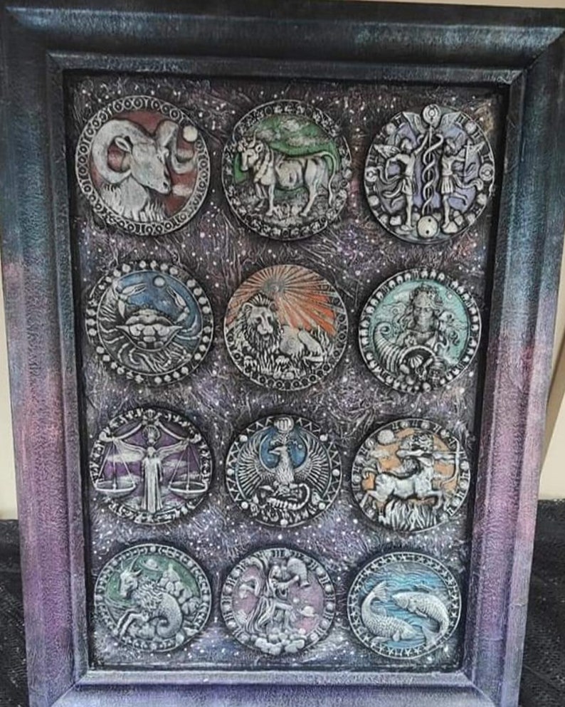 Emlems 12 silicone moulds zodiac astrology signs Horoscope Complete set. food safe for cake toppers, resin, pendants, fondant, chocolate etc image 2