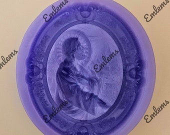 Emlems New Jesus Christ in Frame Silicone Mould food safe for cake toppers, resin, clay, plaster, wax, fondant, chocolate etc